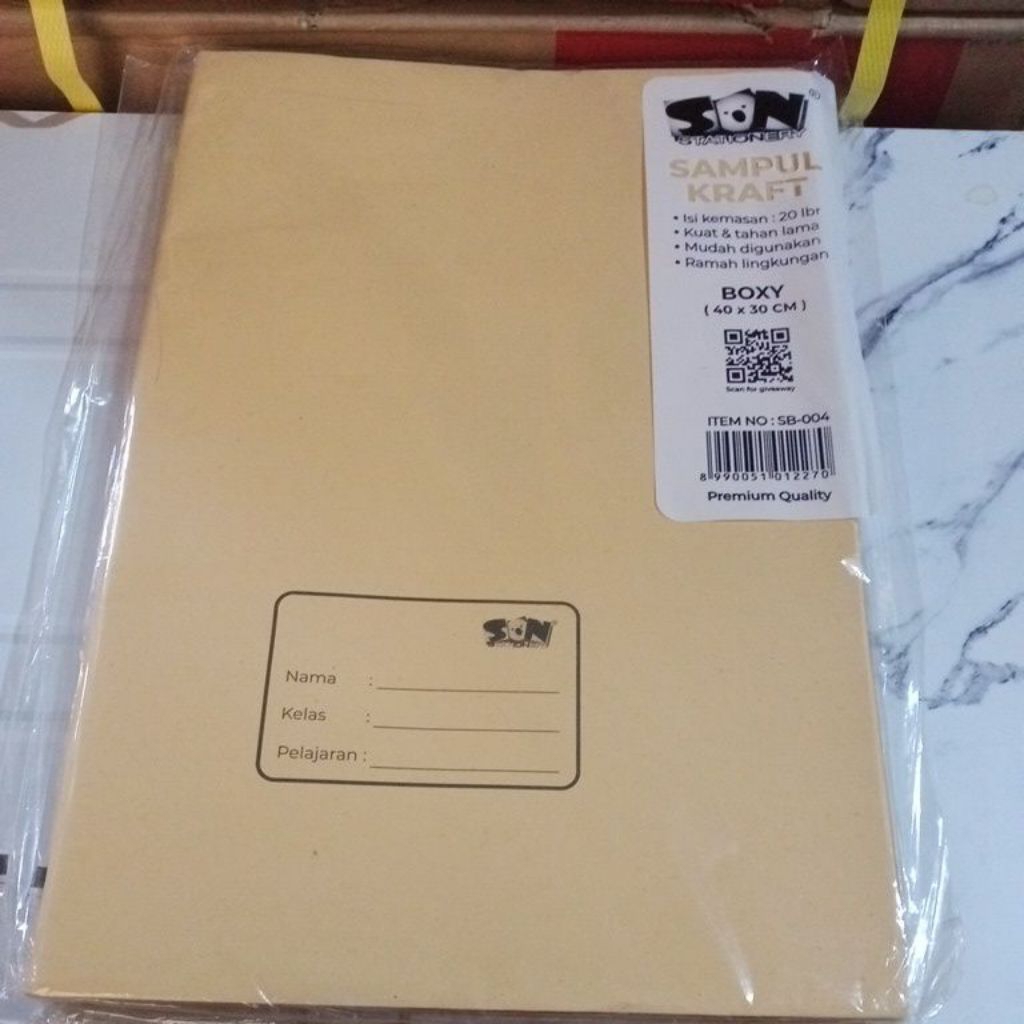 

Sampul Buku Coklat Son Stationery BOXY ukuran ( 40 x 30 cm ) isi 20 lbr