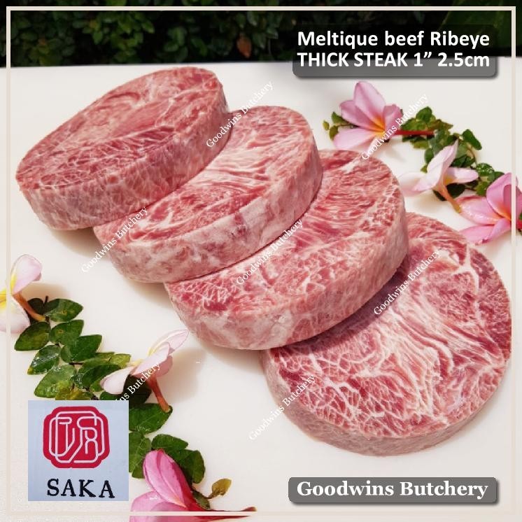 

Beef MELTIQUE RIBEYE steak cuts Australia SAKA frozen daging sapi meltik Scotch-Fillet Cuberoll for Teriyaki Shabu2 Sukiyaki Saikoro Roast Schnitzel