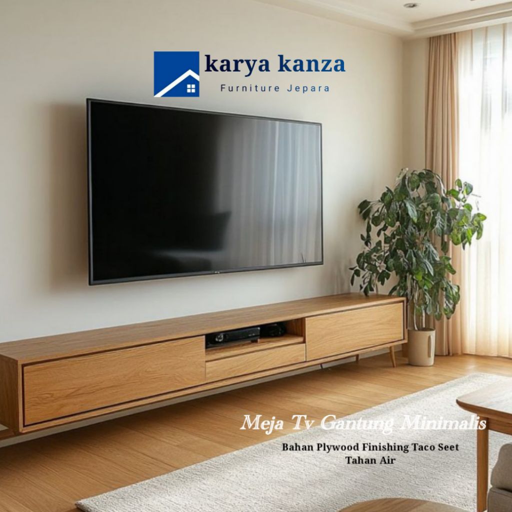 Meja Tv Minimalis Floating Rak Tv Stand Gantung Designs 3 Laci