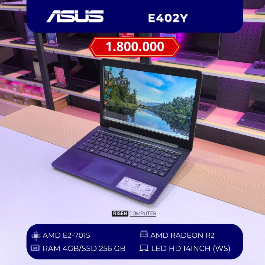 Laptop Asus E402Y AMD E2-7015 RAM 4GB SSD 256GB HD 14inch Notebook Second