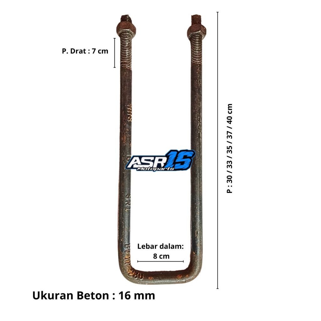 U Bolt Begel dengan Klem Pengunci Sasis Bak Truk dengan Behel