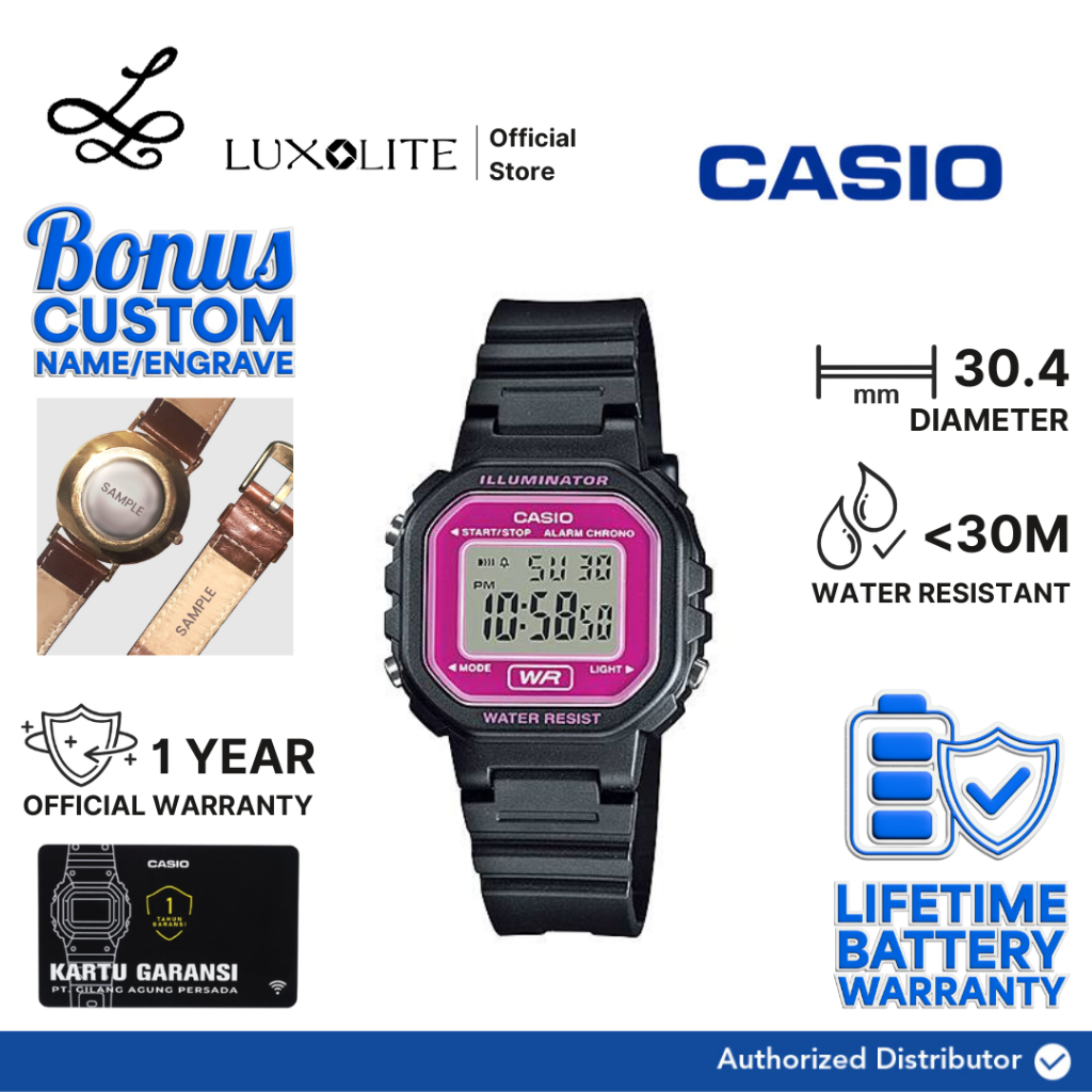 [Luxolite] CASIO Jam Tangan Wanita Digital LA-20WH-4ADF/LA-20WH-4A/LA-20WH-4 Black Strap
