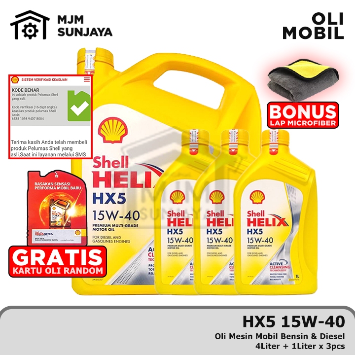 (PROMO) BERKUALITAS OLI MESIN SHELL HELIX HX5 SAE 15W-40 7 LITER SCAN BARCODE BENSIN SOLAR DIESEL