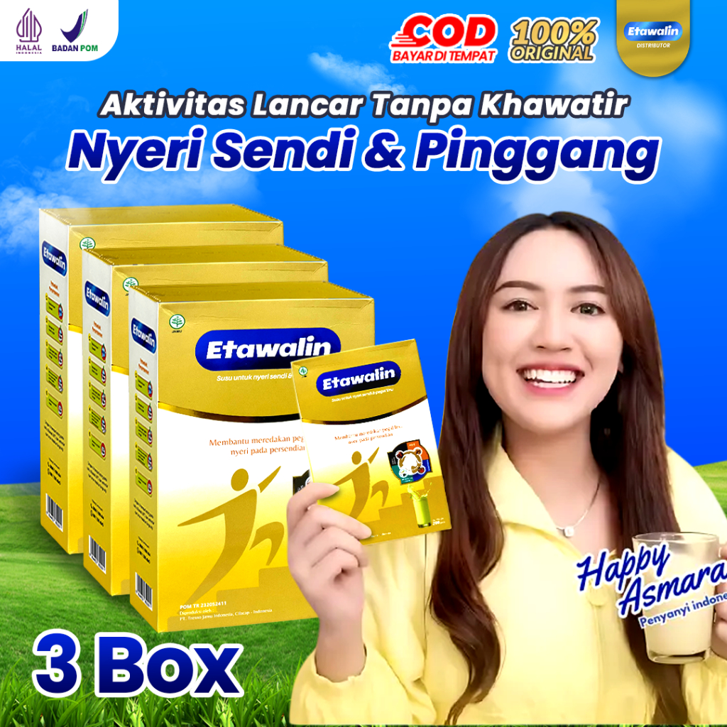 

3 BOX ETAWALIN Susu Kambing Etawa Cegah Syaraf Kejepit Tulang Sendi Rematik Asam Urat