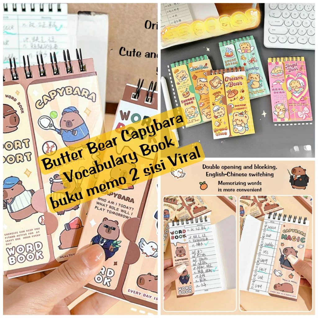 

NOTEBOOK WORD SPIRAL CAPYBARA BUTTER CREAM VIRAL BUKU MINI RING PANJANG/BUKU CATATAN DIARY BOOK RT98
