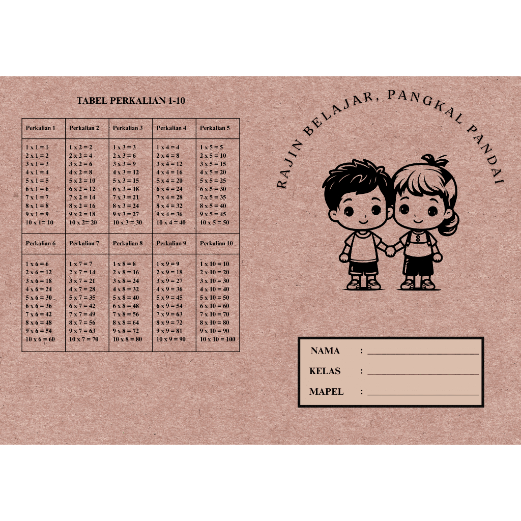 

Buku Tulis Anak sekolah dengan cover warna coklat