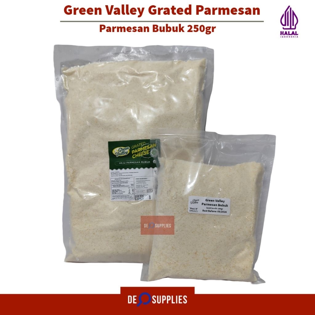 

Green Valley Grated Parmesan Bubuk 250gr - Keju Parmesan Parut Greenvalley Halal