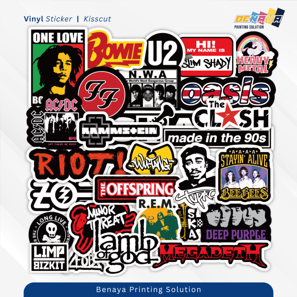 

Sticker Pack Band Rock – 50 pcs | Vinyl Kiss Cut | Tahan Air | Dekorasi Keren untuk Laptop, Jurnal, dan Lainnya