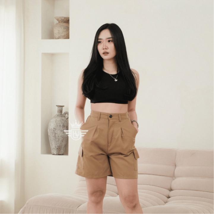 Hot Pants Cargo Celana Pendek Wanita Highwaist Korean Style Outfit Harian Santai Terbaru 2025