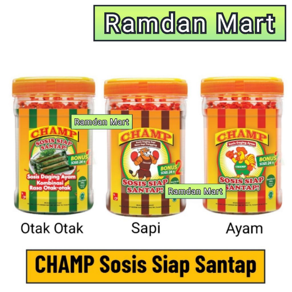 

Sosis Siap Makan CHAMP Per Toples ( isi 24 + 2 pcs )