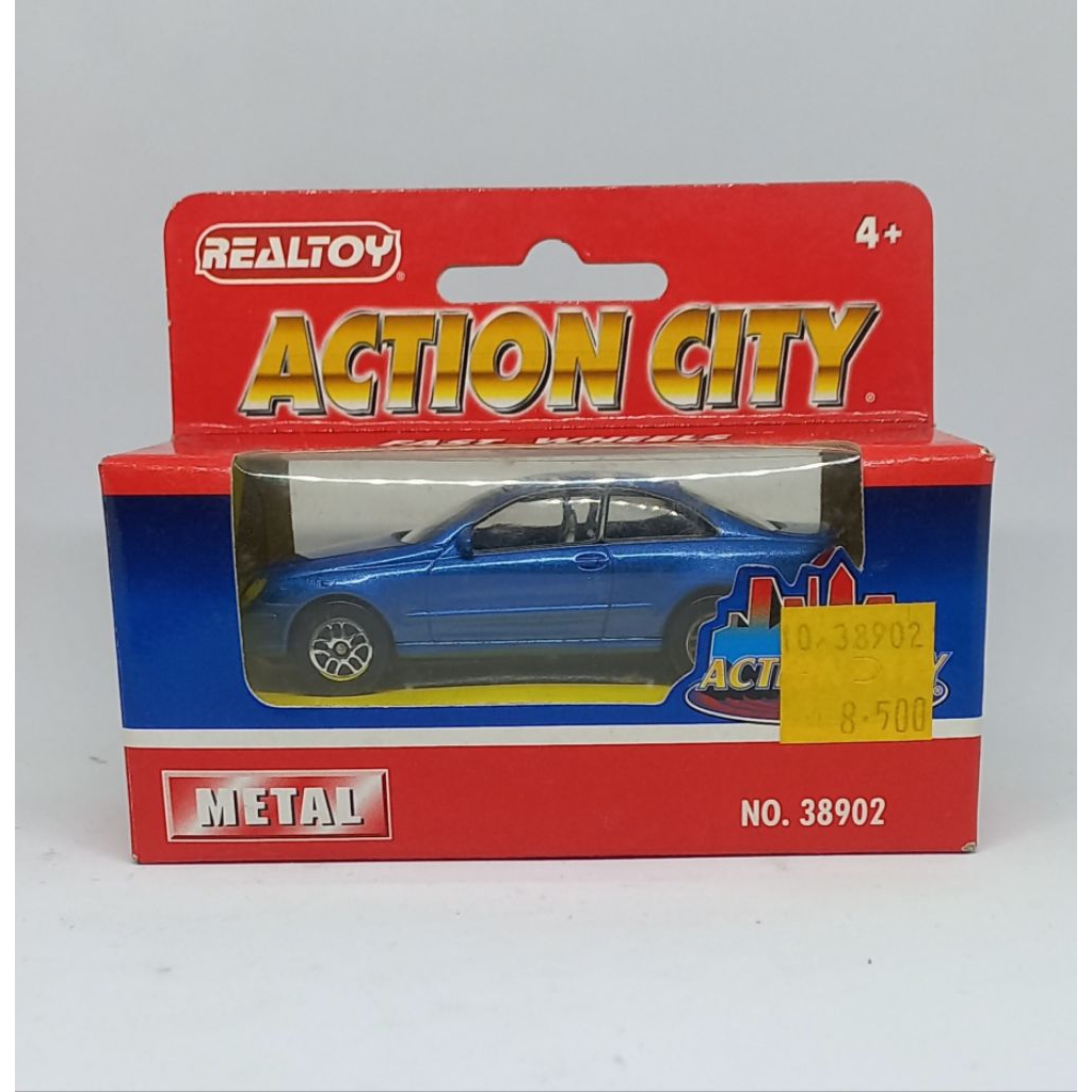 realtoy mercedes benz clk coupe blue action city 1/59 diecast (t)
