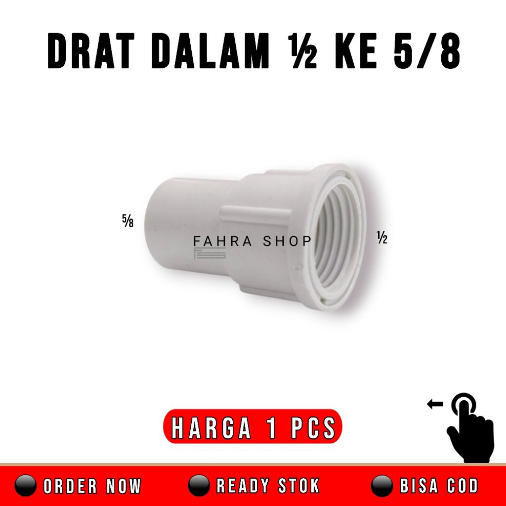 Sok Drat Dalam 1/2 ke pipa aquarium 5/8 inc sambungan drat