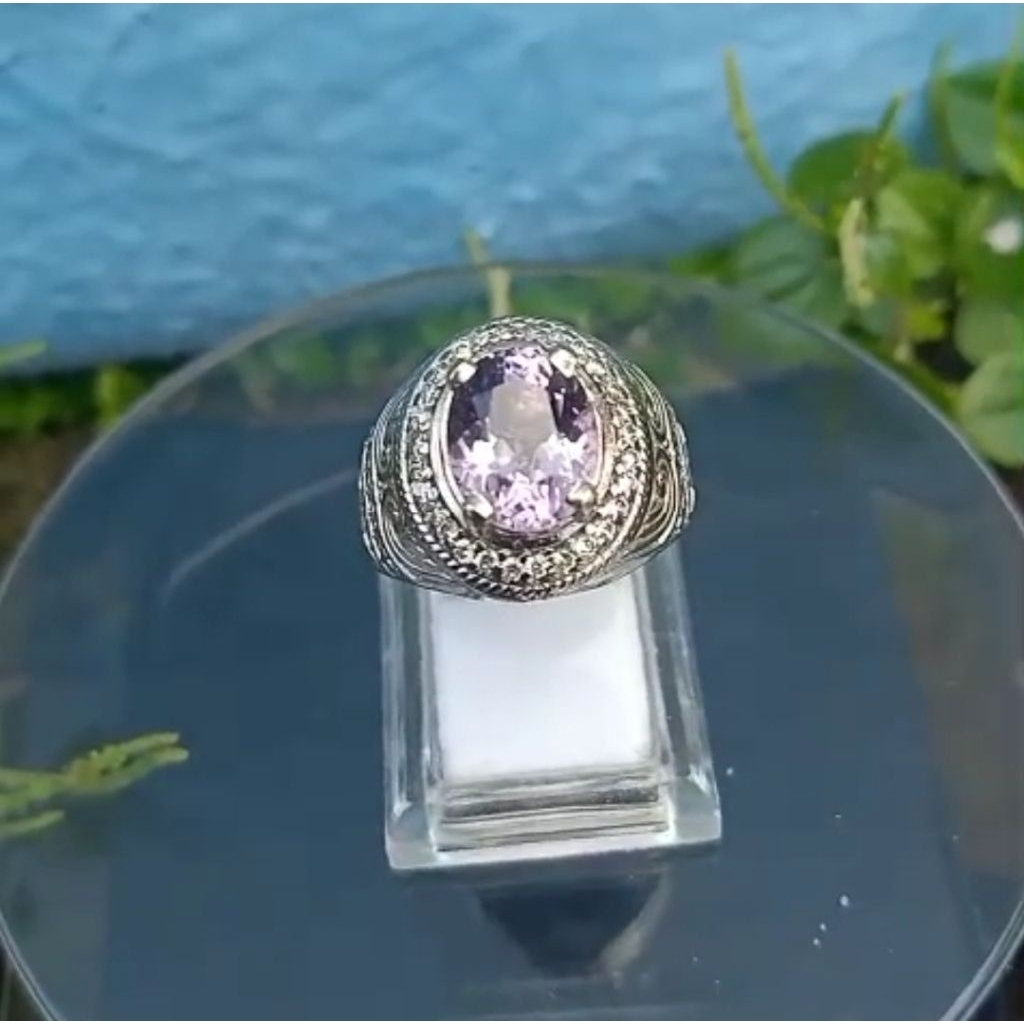 cincin pria batu kecubung ungu muda Kalimantan