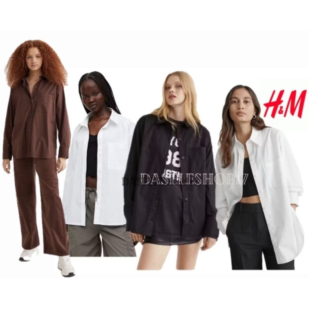 Kemeja Wanita lengan panjang Cotton  H*M Oversize Original Branded