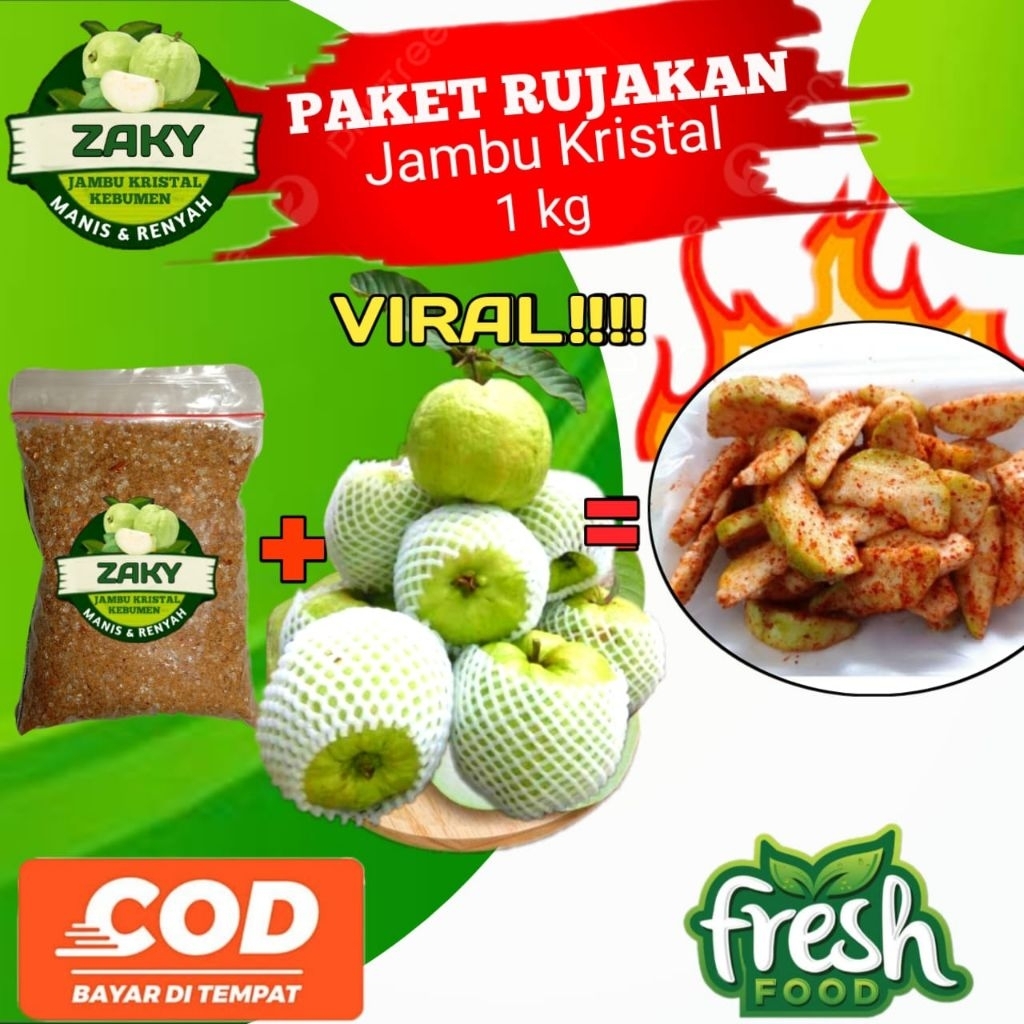 

1Kg Jambu kristal Kualitas Supermarket+ bumbu rujak pedas manis 100gr