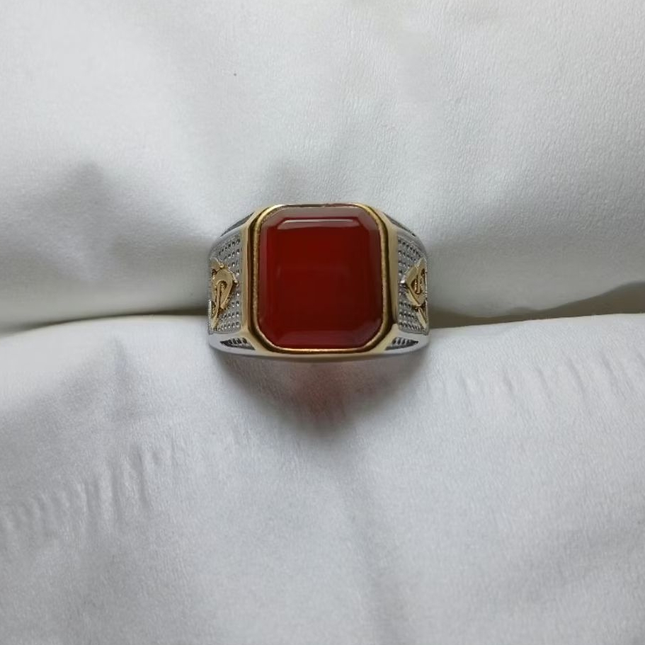 Cincin batu akik yaman ahmer kotak cuting natural