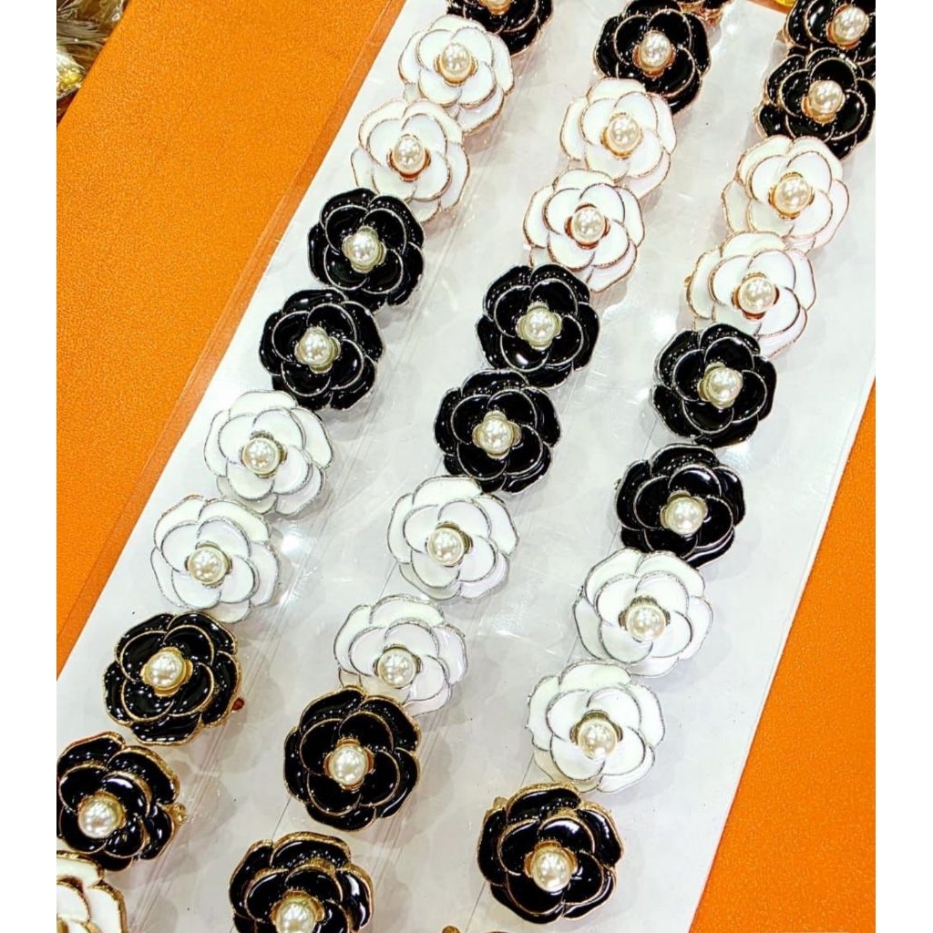 BROS DAGU OLIO PAPAN PANJANG WARNA HITAM & PUTIH AKSESORIS jepit pin hijab kerudung bros kecil mewah