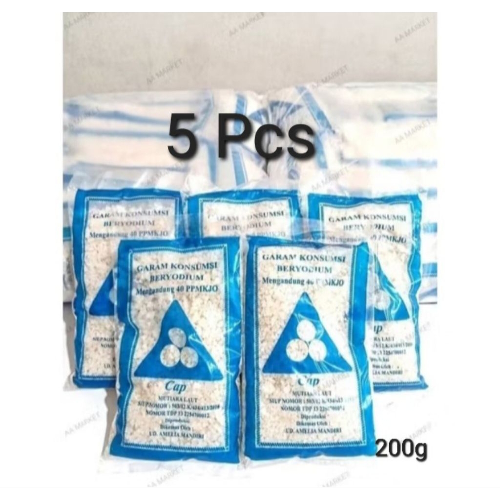 

Promo Murah!! GARAM KASAR BERYODIUM MUTIARA LAUT 200GRAM ( 5 Pcs )