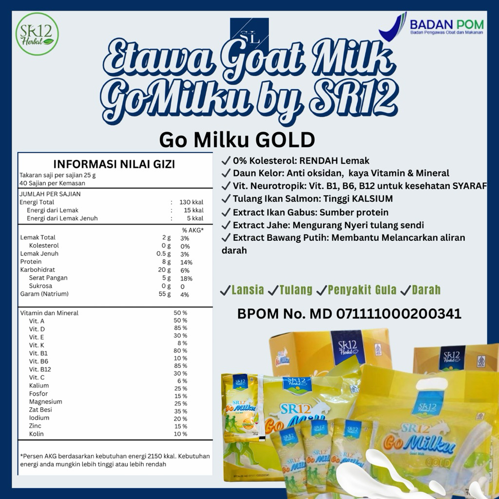 

GoMilku GOLD | 0% Kolesterol Susu Kambing | GOAT Milk | TIDAK MENGANDUNG GULA dan PEMANIS | Direkomendasikan untuk usia > 35 tahun