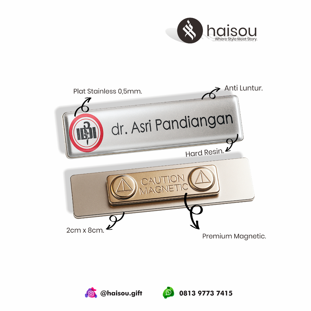

Nametag Resin / Papan Nama Resin / Papan Dada Resin (Stainless)