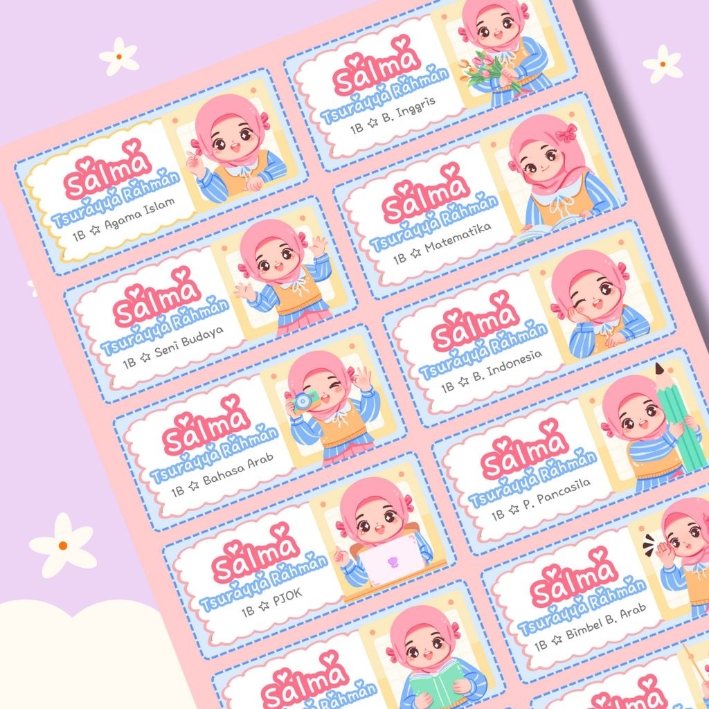 

KAWAII.GIFUTO Stiker Label Nama Buku Tulis Mata Pelajaran ( Isi 20pcs )