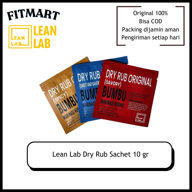 

Lean Lab Dryrub 1 Sachet 10g Original Blend and Spicy (Cajun) Bumbu Masak