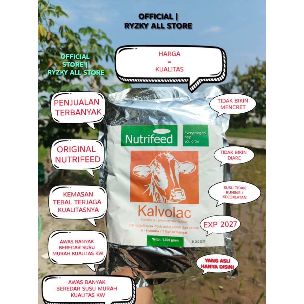 SUSU PREMIUM KALVOLAC NUTRIFEED 1KG SUSU PENGGEMUK HEWAN TERNAK SUSU PENGGANTI INDUK SAPI PEDET & KA