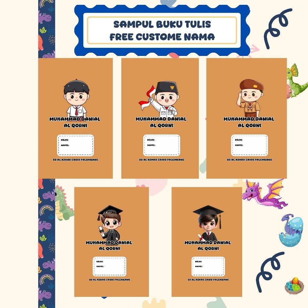 

Sampul Buku Tulis Custom Nama dan Sekolah Free Desain Anak SD Murah