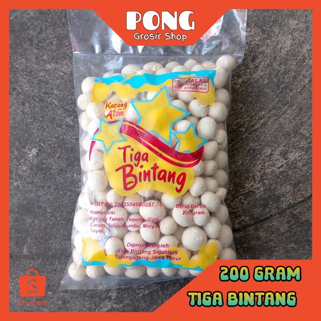 

Kacang Atom Tiga Bintang Kemasan 200gram