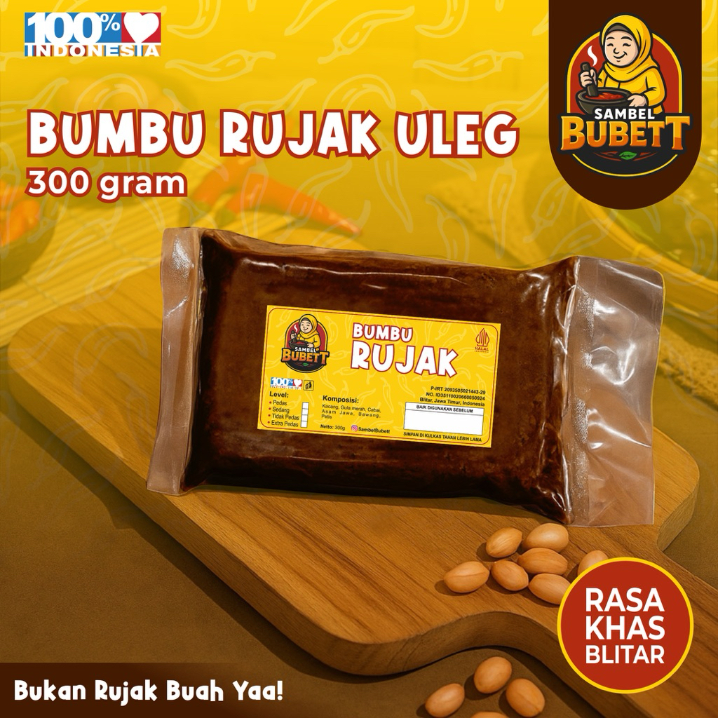 

Bumbu Rujak Uleg Petis/Cingur 300g Kemasan Bantal Khas Blitar SAMBEL BUBETT