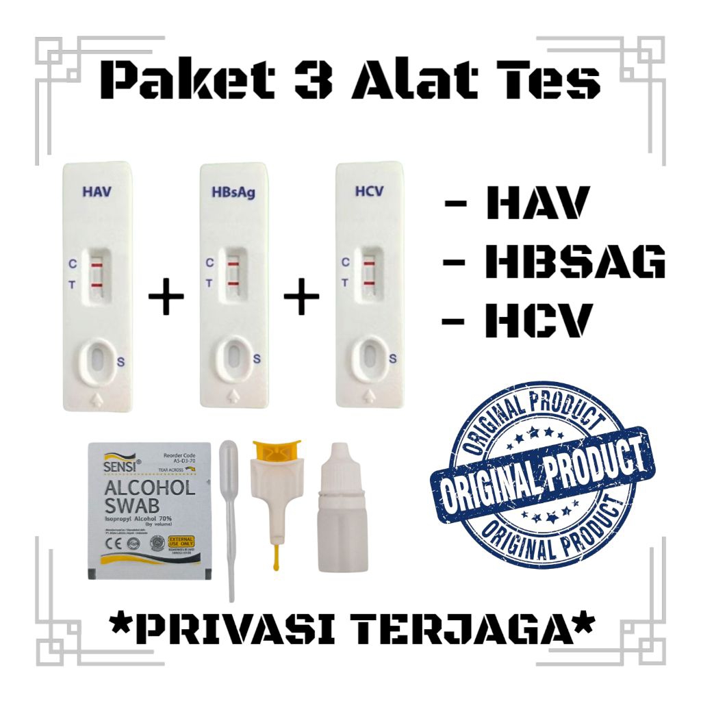 Paket 3 set Alat Tes Hepatitis HAV HbsAg HCV | Alat Tes HAV HbsAg HCV