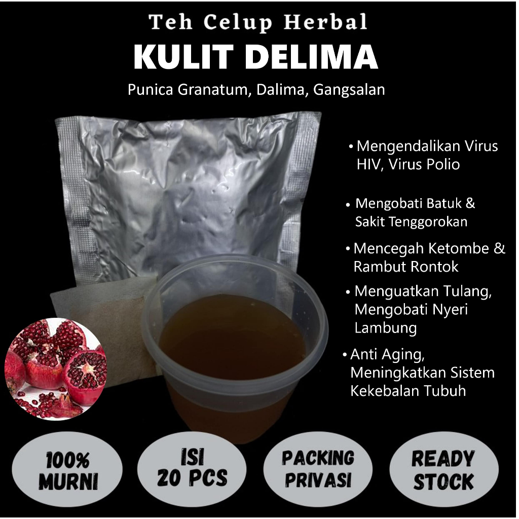 

Teh Celup Herbal KULIT DELIMA Meningkatkan Sistem Kekebalan Tubuh Kesehatan Tulang Kulit Rambut