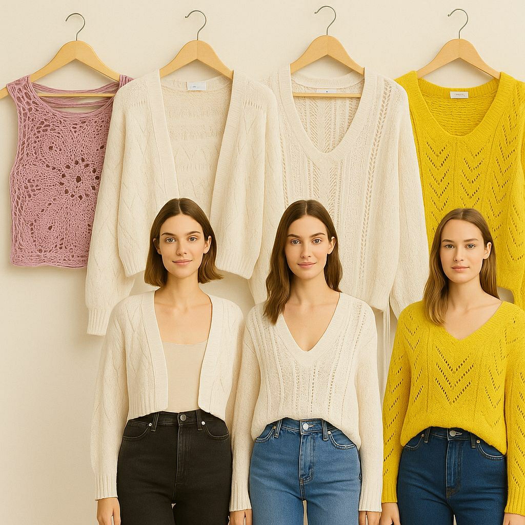 [PL] RAJUT , JARING , BRUKAT & KATBOL Vest Blouse Kemeja Tanktop Tali CN Crewneck Katun Bolong Knit 