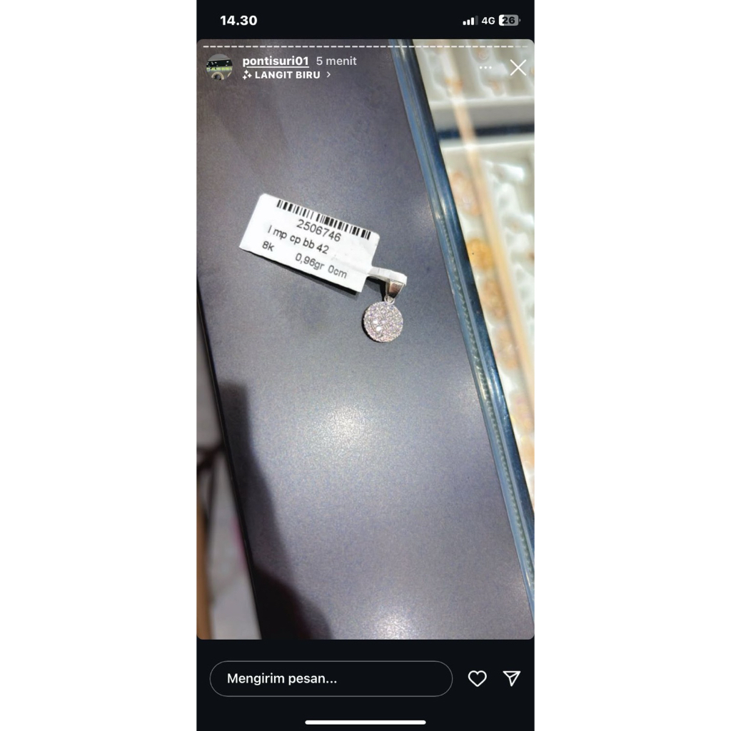 liontin emas putih 8k