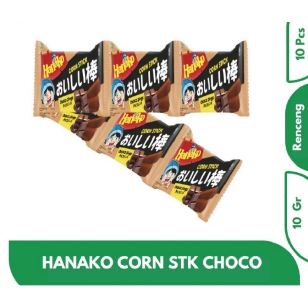 

HANAKO CORN STICK CHOCO ZINGS10gr RENCENG 10 PCS