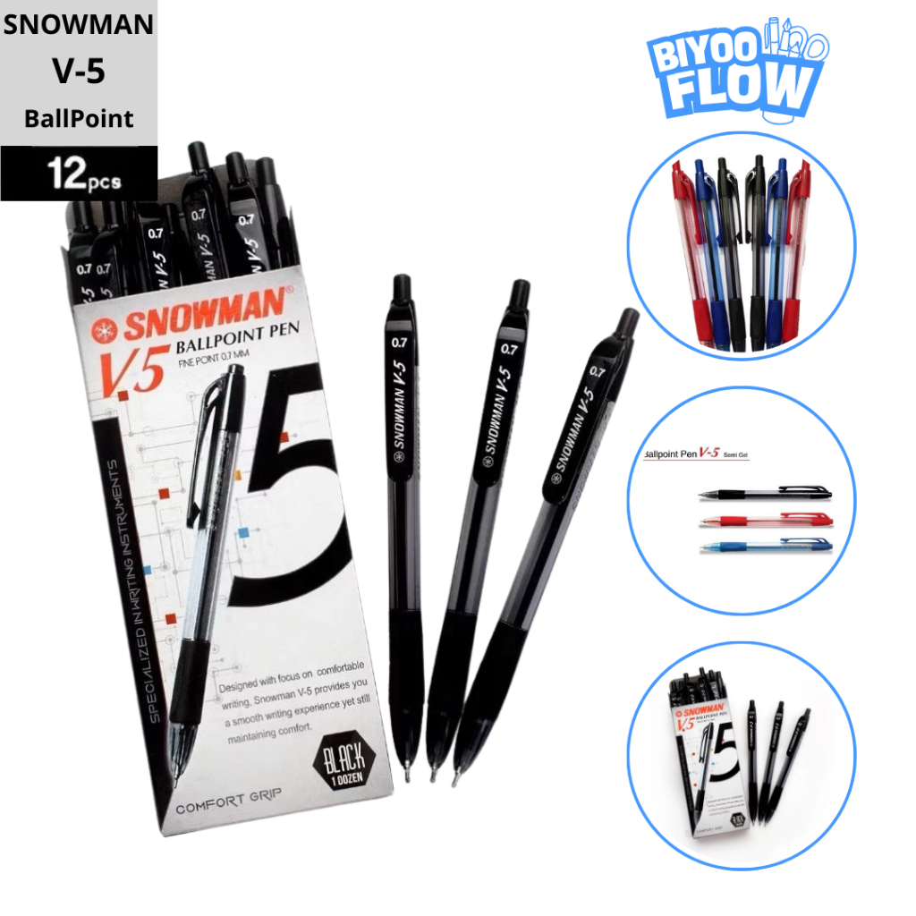 

Snowman 1 Lusin Ballpoint Pen V5 0.7mm Pulpen Cetek
