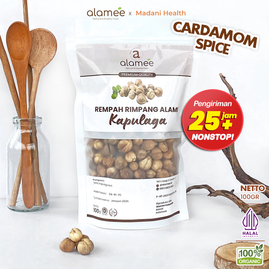 

ALAMEE Kapulaga Kering Lokal Cardamom Kapolaga Kapol Rempah Organik Bumbu Masakan Seasoning 100gr