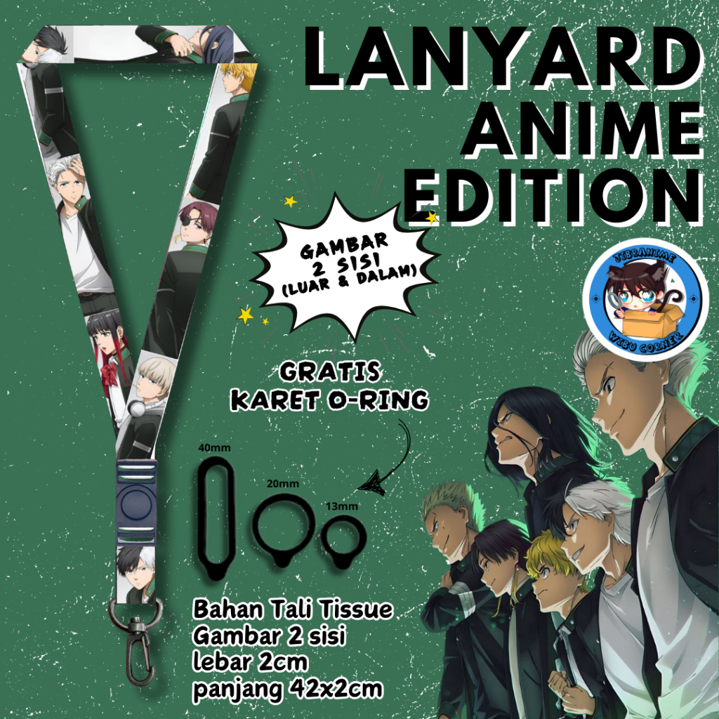 

Lanyard Panjang Anime 2 Sisi / Wind Breaker/ gantungan kunci layard keychain