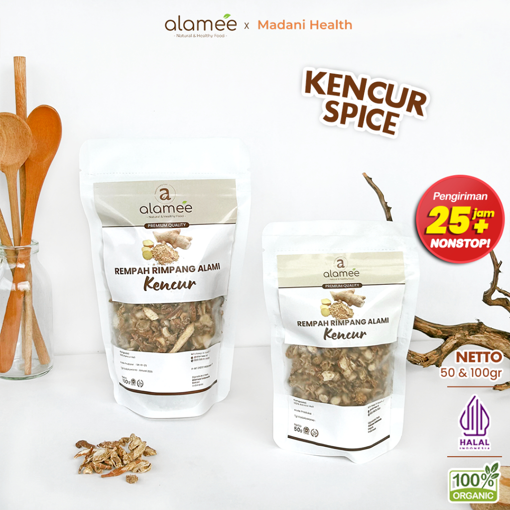 

ALAMEE Kencur Kering Dried Galangal Rempah Rimpang Organik Alami Bumbu Seasoning Masakan Masak 100gr