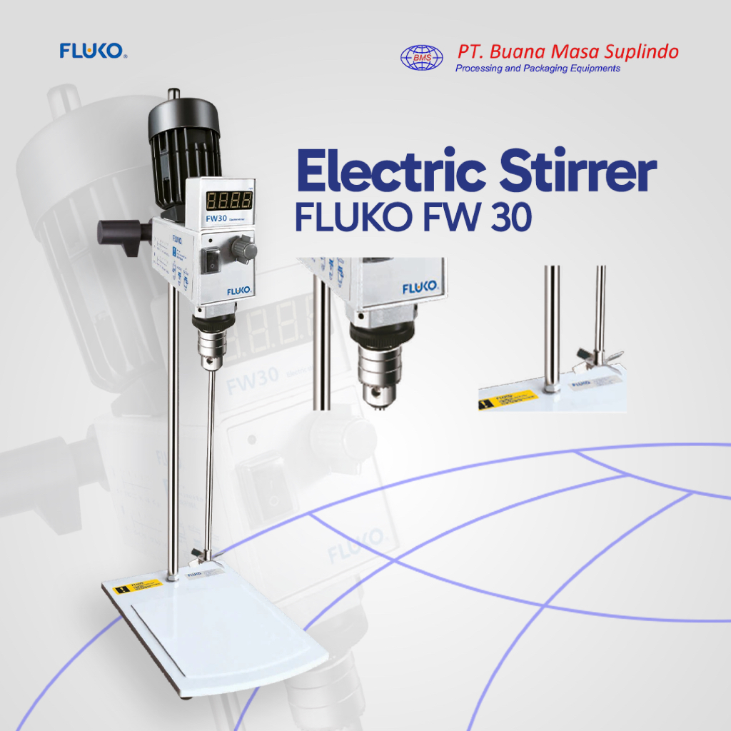 FLUKO FW30D High Shear Homogenizer Lab Mixer SS316L dengan LCD Display 120 W | Stirrer Presisi 50 mL