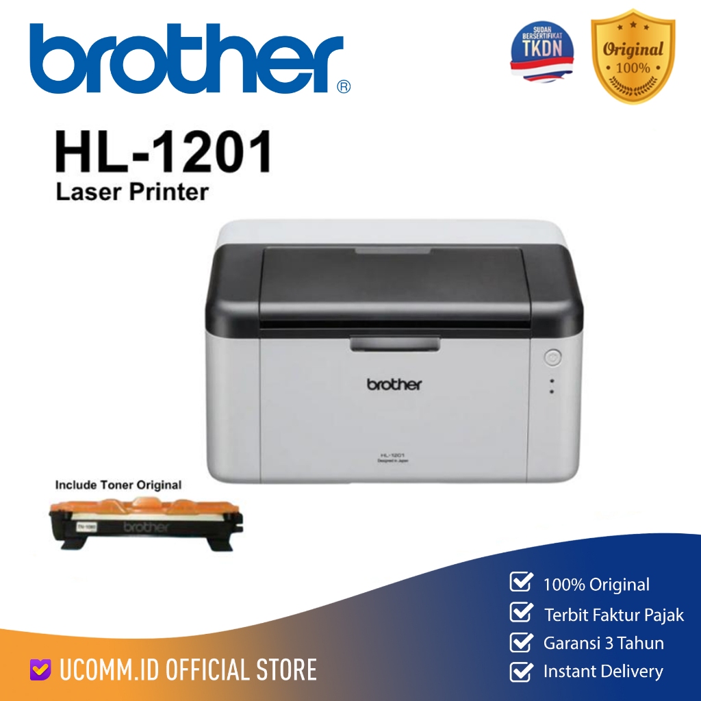 BROTHER Printer HL-1201 HL1201 HL 1201 Laser Mono Monochrome Printer Brother Original Garansi Resmi