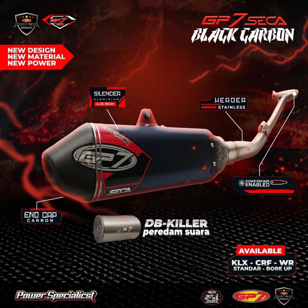 Knalpot Gp7 SECA KLX CRF WR Standar Boreup Original