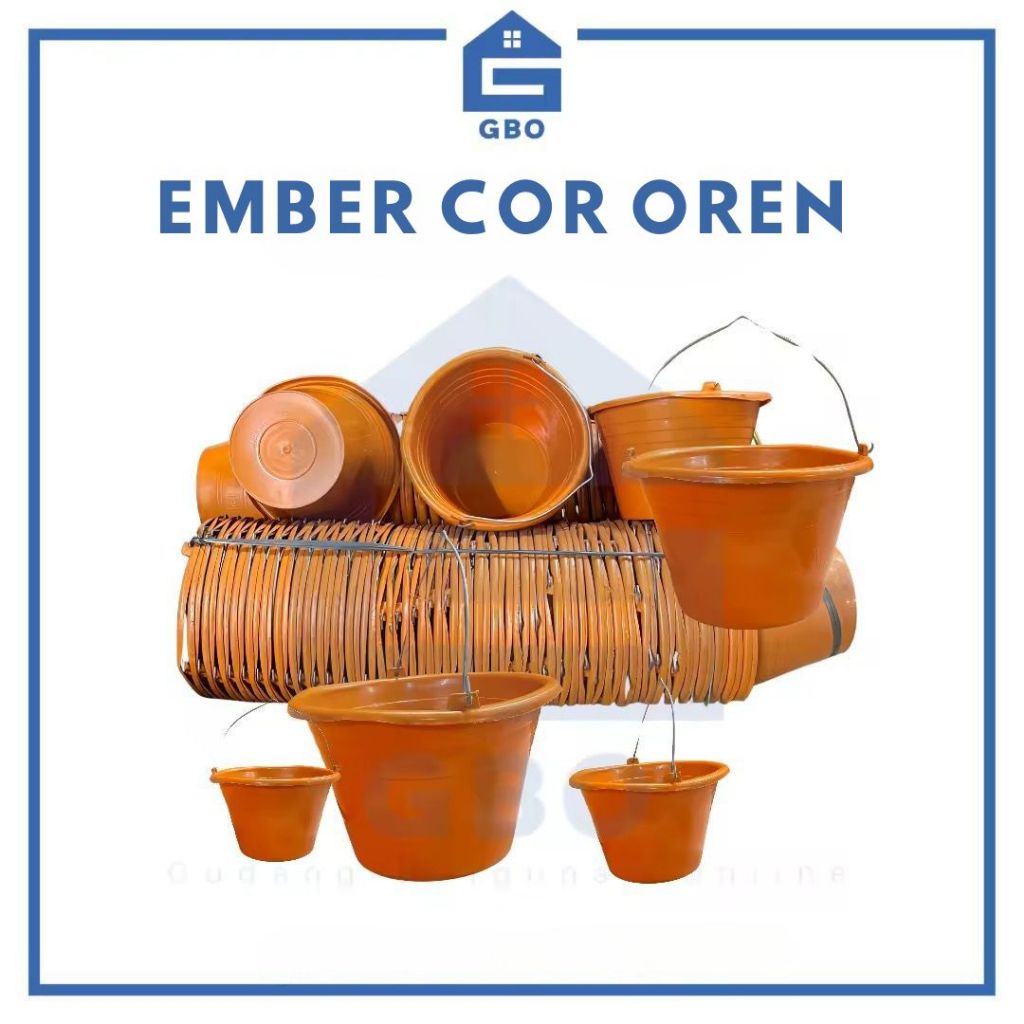 Ember Bangunan Karet Anti Pecah / Ember Cor 14 Inch Warna Orange - 10 PCS