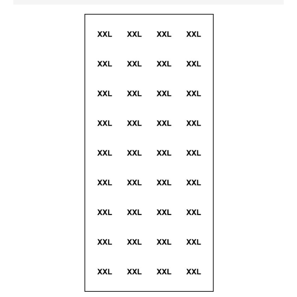 

STIKER LABEL UKURAN BAJU XXL DIAMETER 1 CM