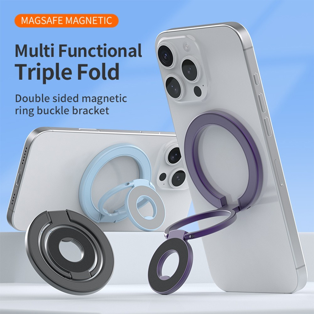 Ring Holder HP Double Ring Magnetic Phone Holder / Stand Holder Magnetic Triple Fold Double Metal
