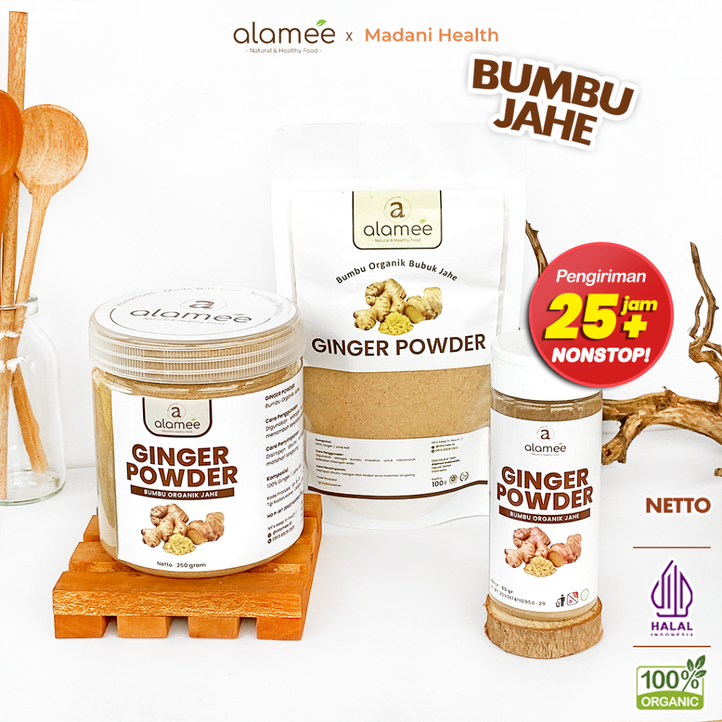 

ALAMEE Ginger Seasoning Powder Jahe Putih Bubuk Minuman Herbal Bumbu Masakan Dapur Instan 250g
