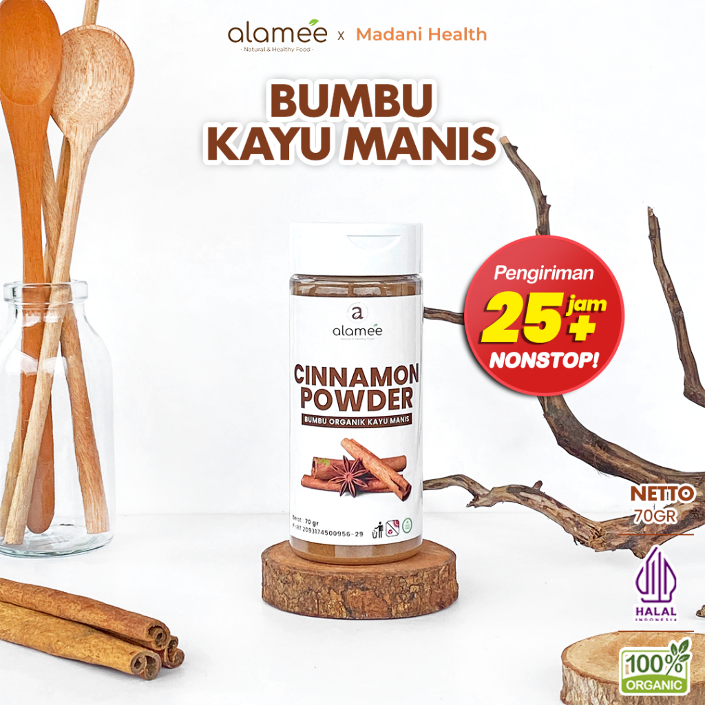 

ALAMEE Kayu Manis Bubuk Cinnamon Seasoning Powder kayumanis Murni Tanpa Campuran Bumbu Organik 75g