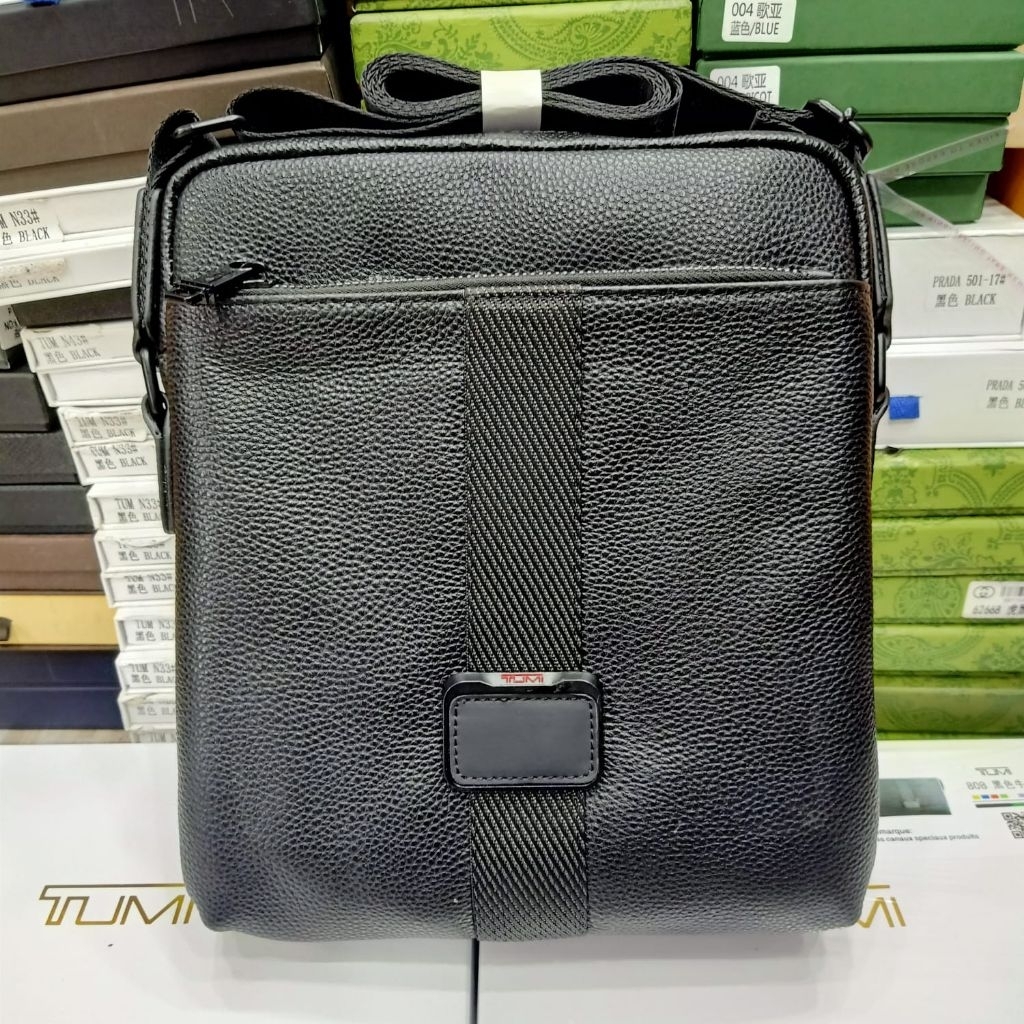 Tas selempang kulit Black Crossbody bag pria kulit