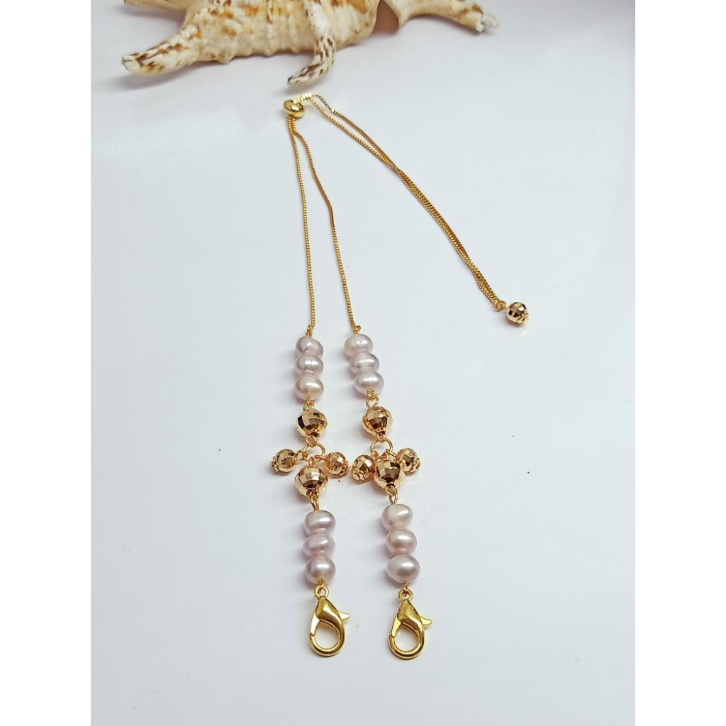 strap masker rhodium mutiara air tawar/strap masker mutiara asli lombok