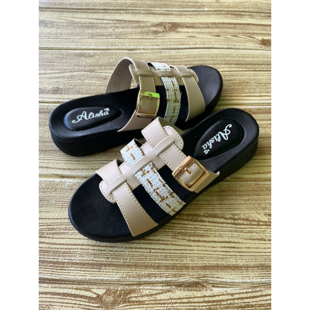 ALISHA ORI sandal wanita bantiga wedges hak 3cm